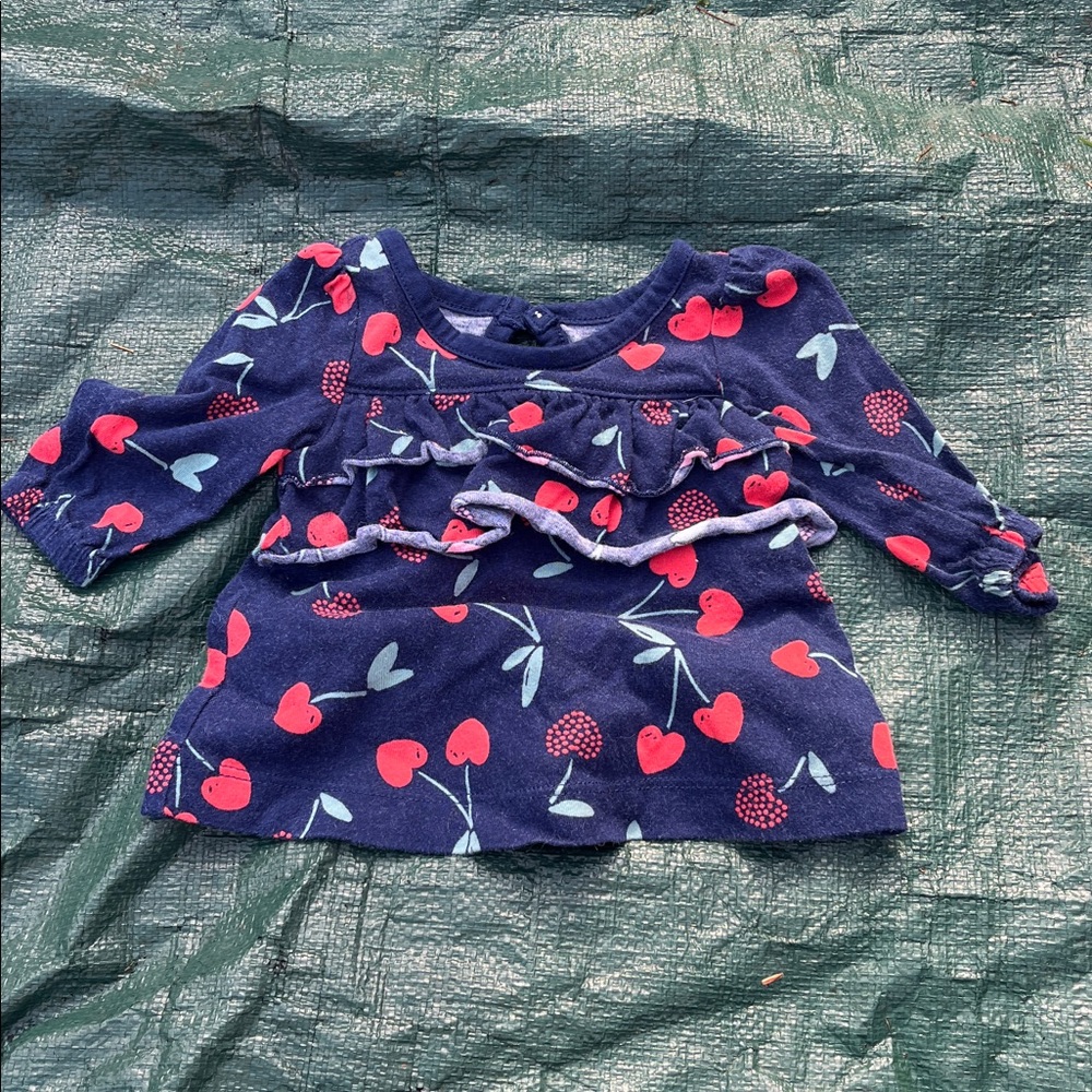 Carter's Navy Dress with Red Heart Pattern